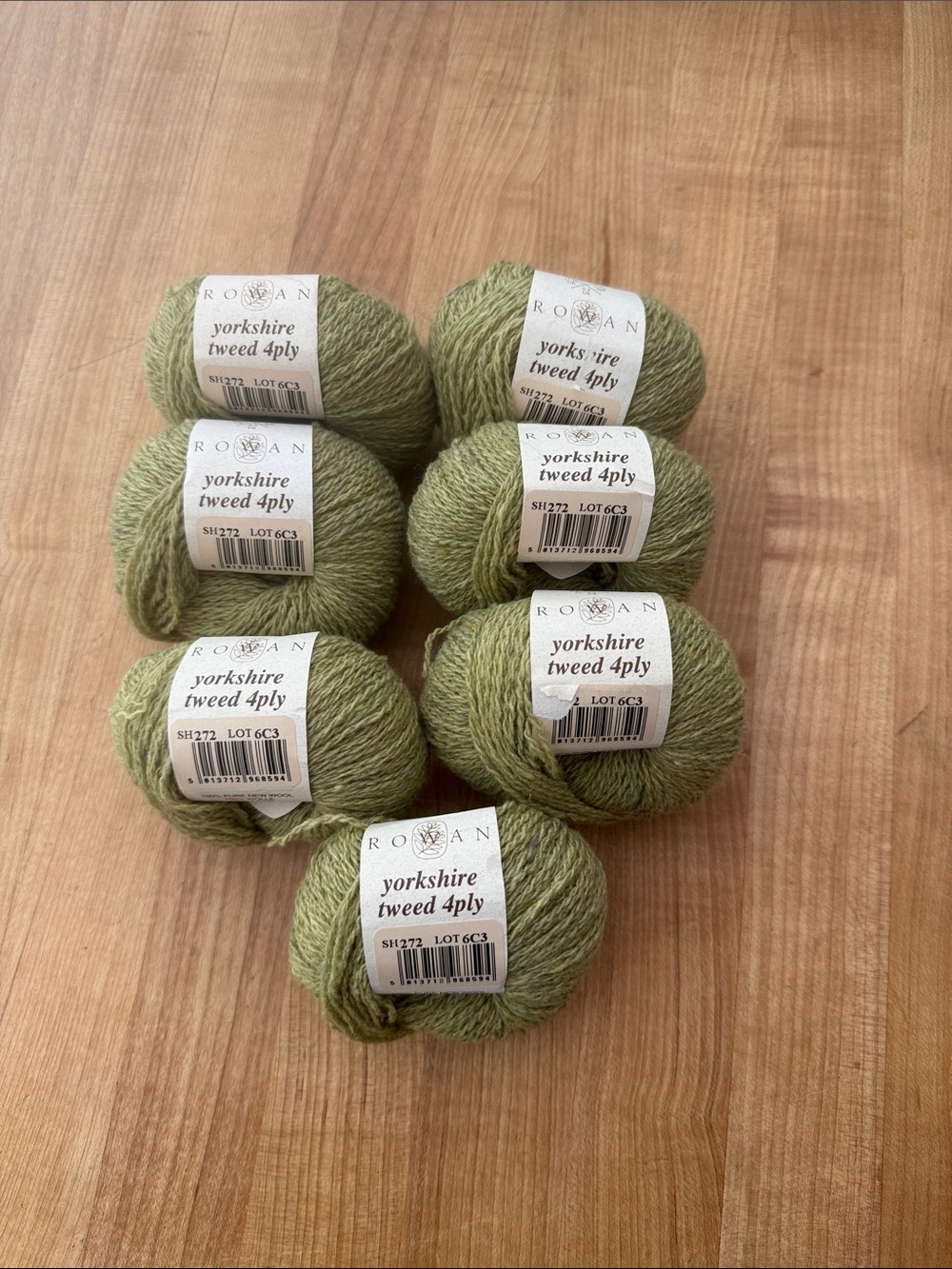 Rowan Yorkshire Tweed 4ply Yarn - Light Olive Green - 25g skeins